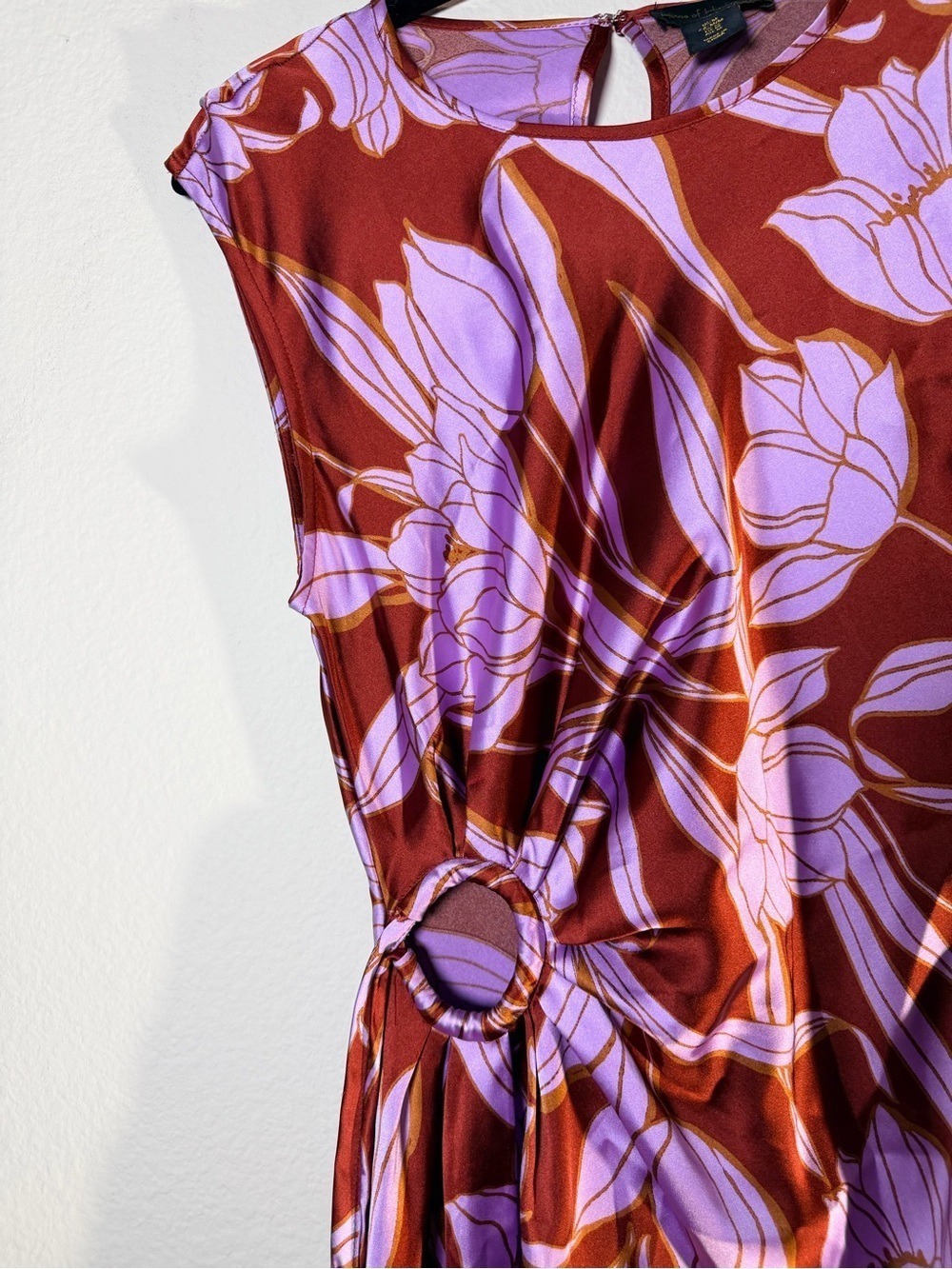 House of Harlow 1960 Cassia Floral Ring Maxi Dress Purple Brown M - Picture 10 of 12